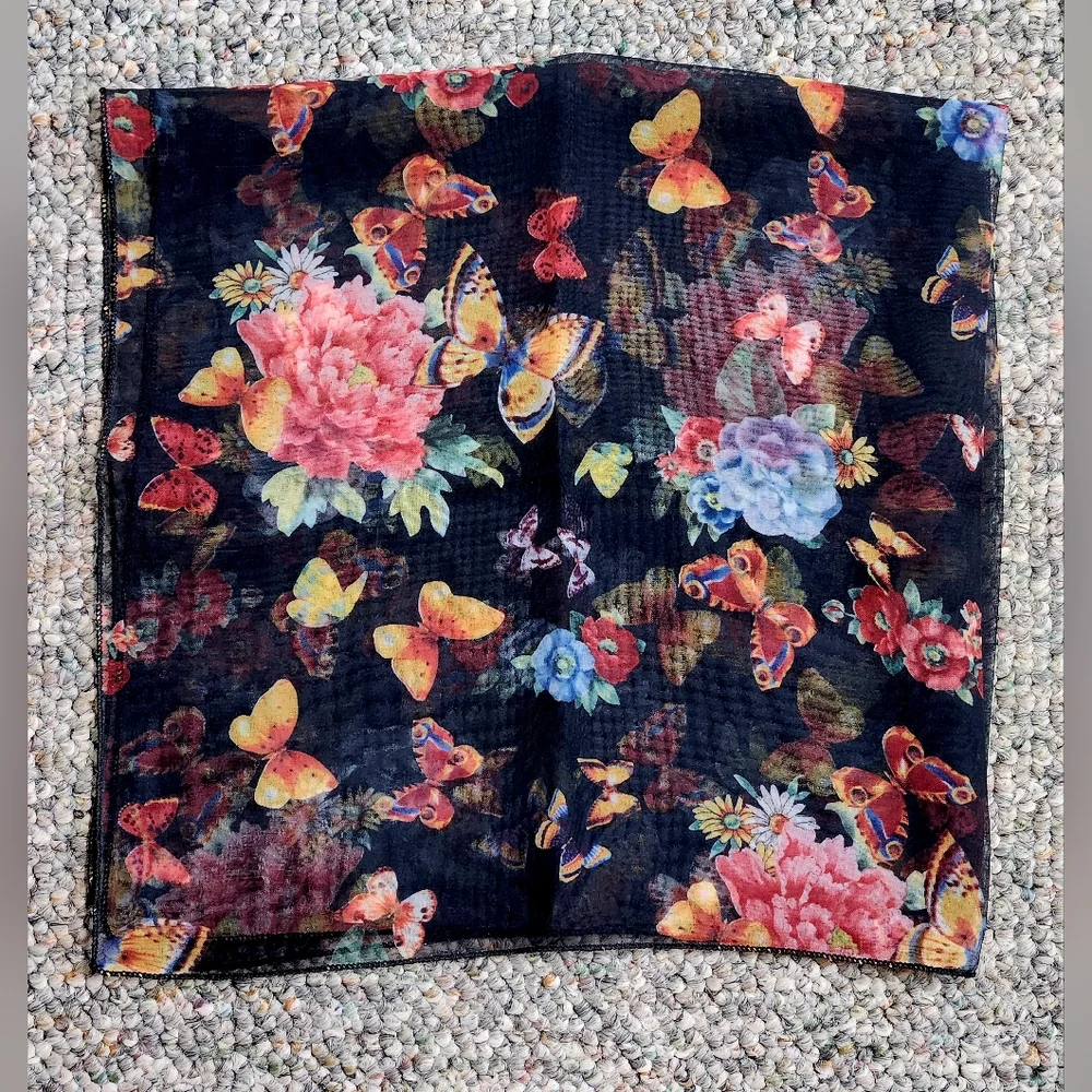 Anthropologie Floral/Butterfly Pattern Neck Scarf
